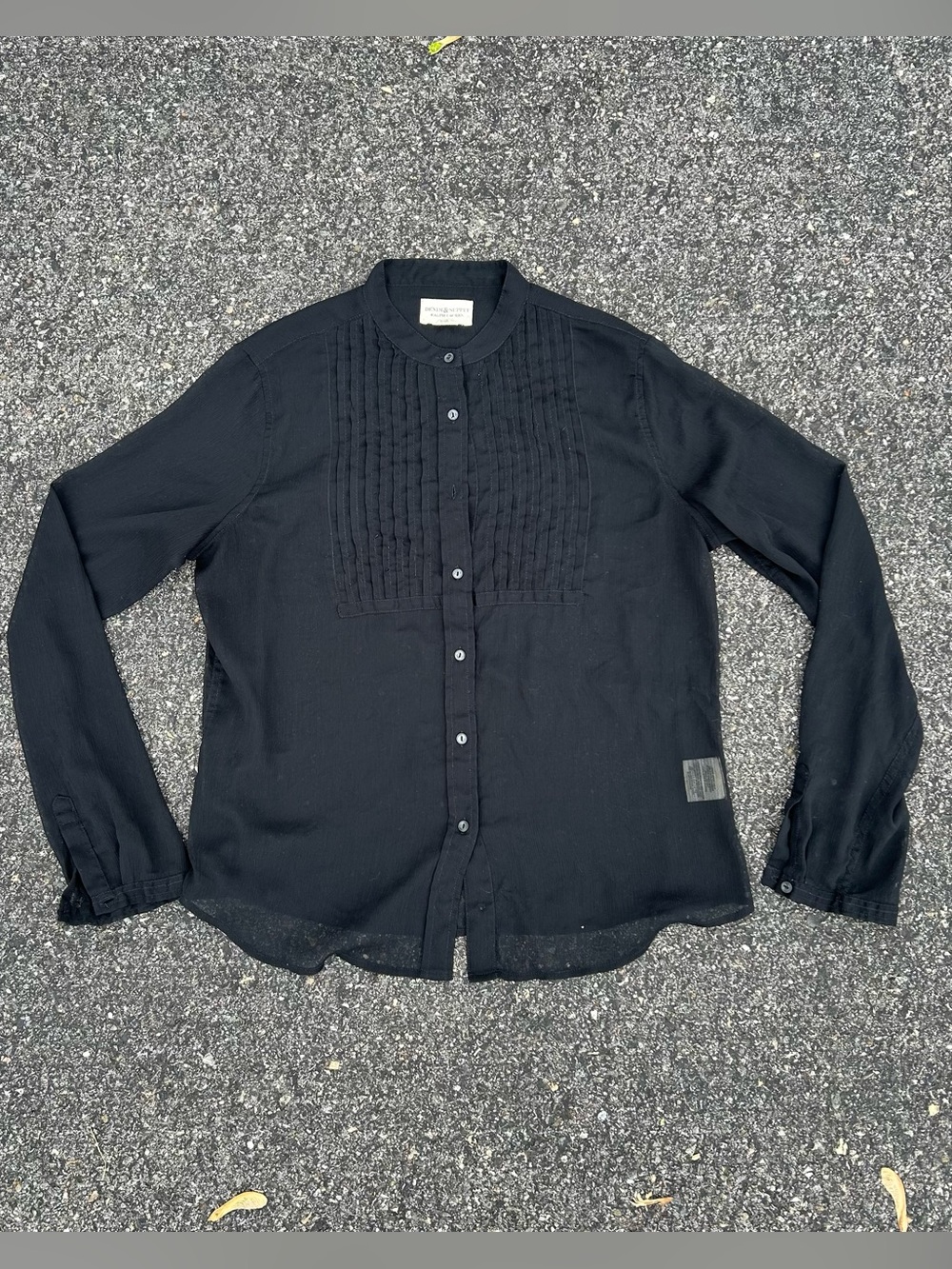 DENIM & SUPPLY RALPH LAUREN Shirt Size Large Sheer Blouse Band Steampunk Collar